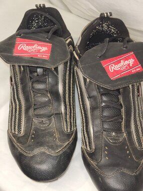 Rawlings Black Silver Men's Non-Marking Baseball Shoes Size 12
